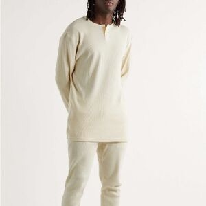FEAR OF GOD ESSENTIALS Thermal Waffle-Knit Cotton Henley T-Shirt Sz M Streetwear